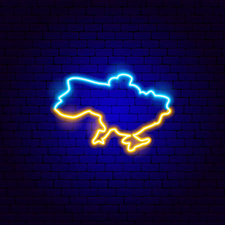 Ukraine Map Flag Neon Signのイラスト素材