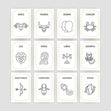 Horoscope 12 Zodiac Cardsのイラスト素材