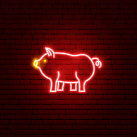 Pig Chinese Zodiac Neonのイラスト素材