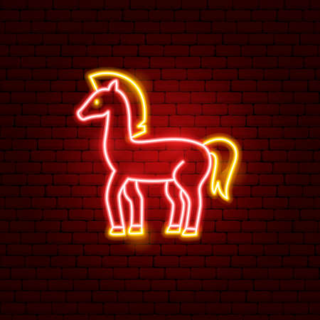 Horse Chinese Zodiac Neonのイラスト素材