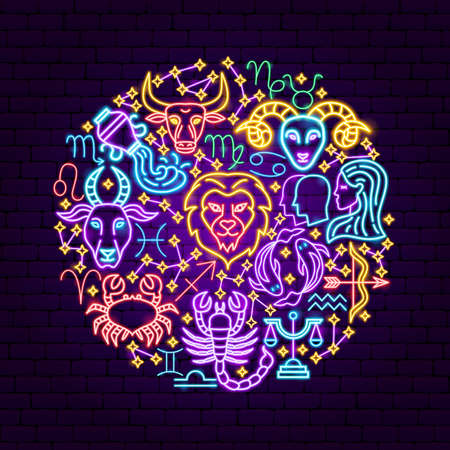 Horoscope Zodiac Neon Conceptのイラスト素材