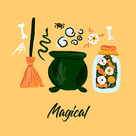 Magical Sketch Postcardのイラスト素材