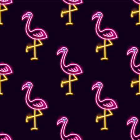 Flamingo Seamless Neon Patternのイラスト素材