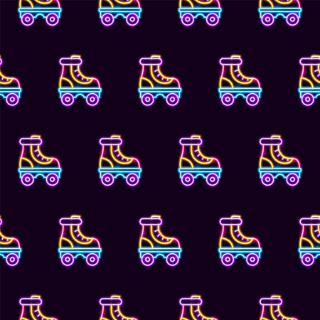 Retro Roller Skating Neon Seamless Pattern