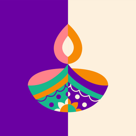Diwali Flat Candle Symbolのイラスト素材