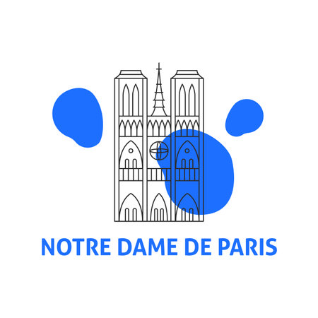 Notre Dame De Paris Line Conceptのイラスト素材