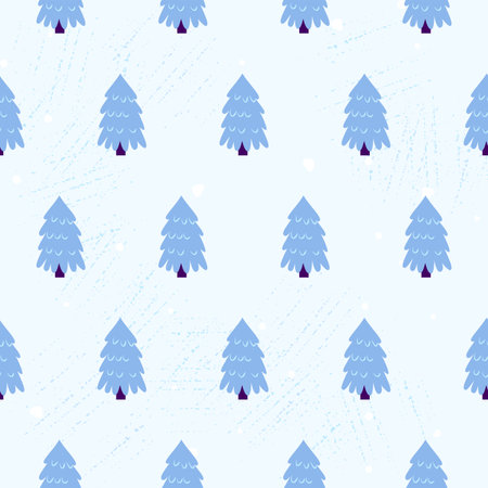 Blue Christmas Tree Seamless Patternのイラスト素材
