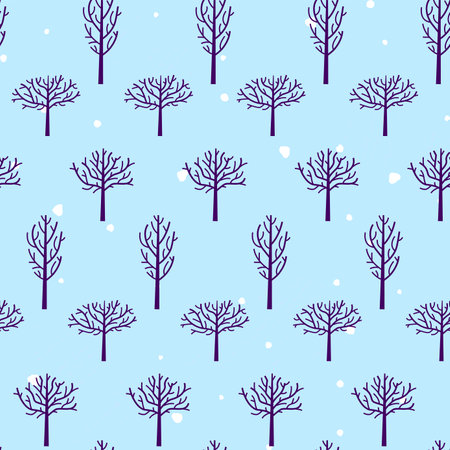 Cold Winter Forest Seamless Patternのイラスト素材