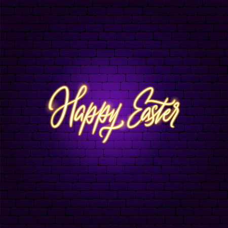 Happy Easter Neon Letteringのイラスト素材
