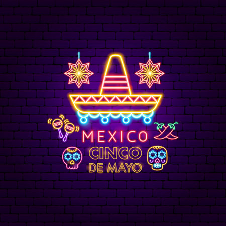 Mexico Cinco de Mayo Neon Conceptのイラスト素材
