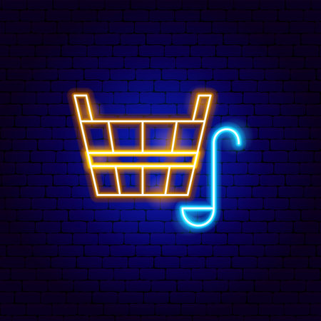 Wooden Bucket with Scoop Neon Signのイラスト素材