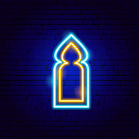 Arabic Window Arc Neon Signのイラスト素材