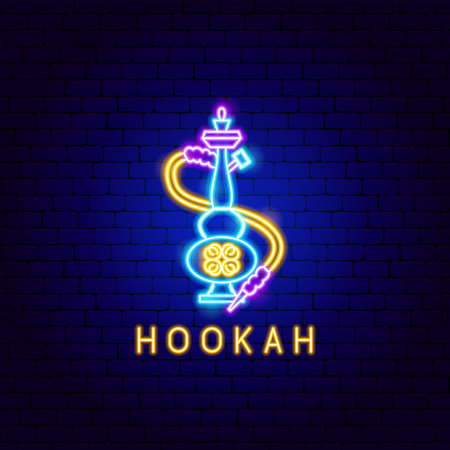Hookah Neon Labelのイラスト素材