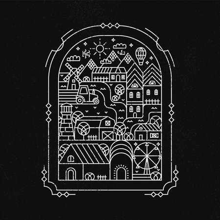 Dark Map Countryside Fieldのイラスト素材