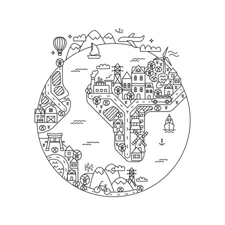 Earth Planet Colouring Bookのイラスト素材