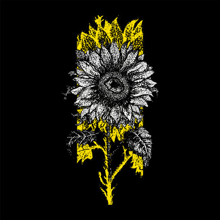 Yellow Sunflower Dotworkのイラスト素材
