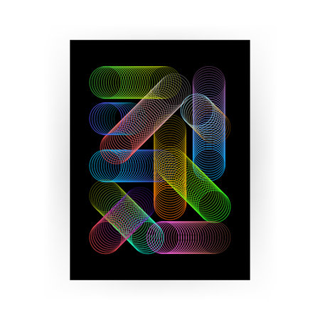 Modern Black Colorful Circles Posterのイラスト素材