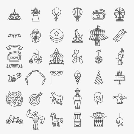Circus Line Icons Setのイラスト素材