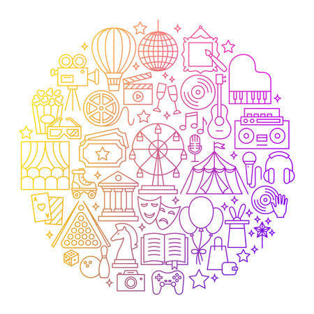 Entertainment Line Icon Circle Designのイラスト素材