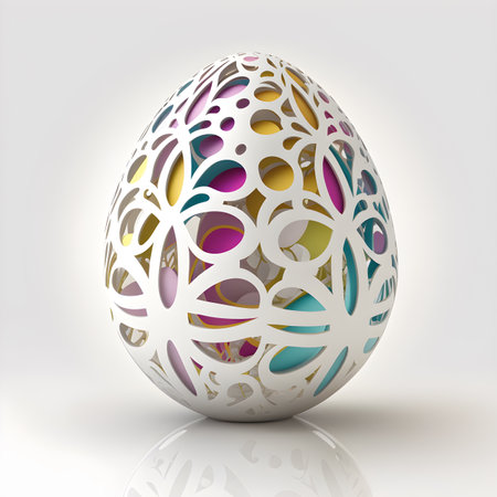 Ornamental Floral Easter Egg. Generative AI Illustration. Fantastic Style.の素材