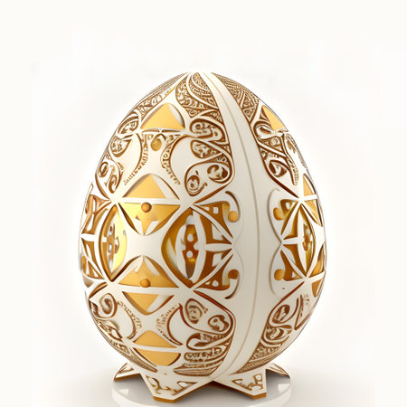 Golden Decor Easter Egg. Generative AI Illustration. Ornamental Style.の素材