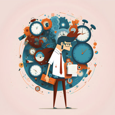 Time Management Businessman. Generative AI Illustration. Business Themed.の素材