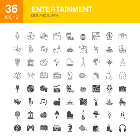 Entertainment Line Web Glyph Iconsのイラスト素材