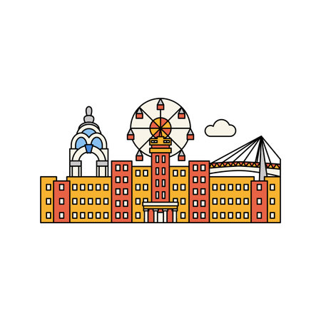 Kharkiv Buildings Flat Line Conceptのイラスト素材