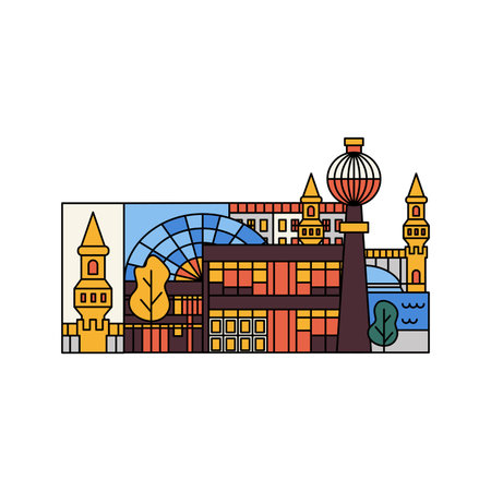 Berlin Buildings Flat Line Conceptのイラスト素材