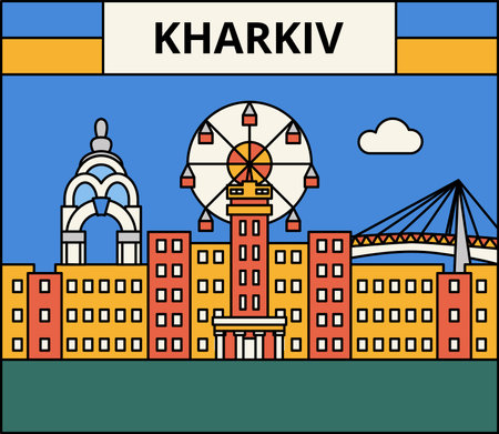 Kharkiv Flat Line Conceptのイラスト素材