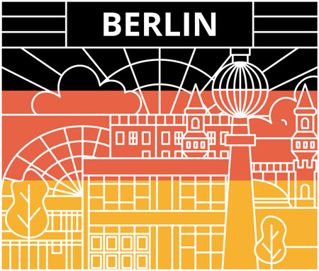 Berlin Flag Line Labelのイラスト素材
