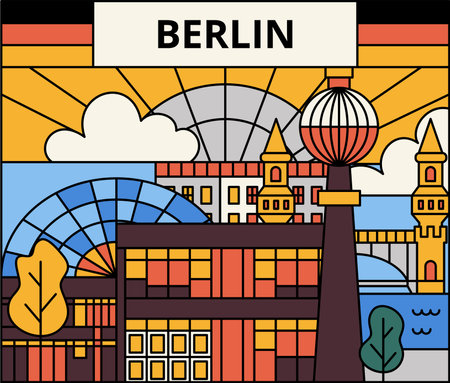 Berlin Flat Line Conceptのイラスト素材