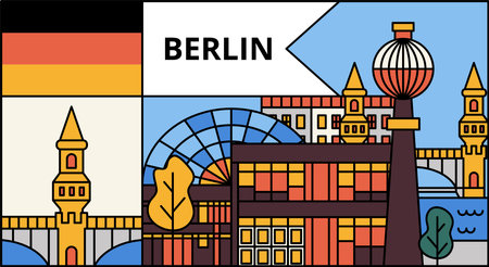 Berlin Flat Line Bannerのイラスト素材
