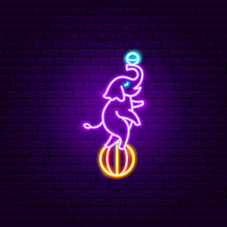 Elephant Ball Neon Signのイラスト素材