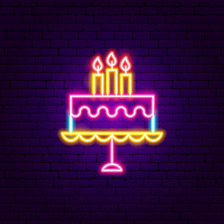 Birthday Cake Candles Neon Signのイラスト素材