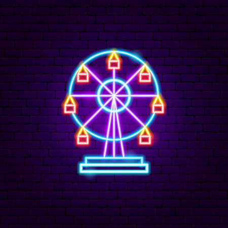 Ferris Wheel Neon Signのイラスト素材