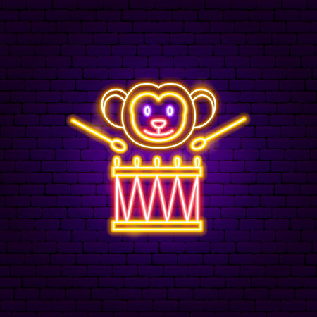 Monkey Drum Neon Signのイラスト素材