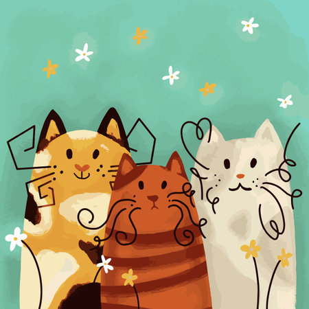 Three Cats Cartoonのイラスト素材