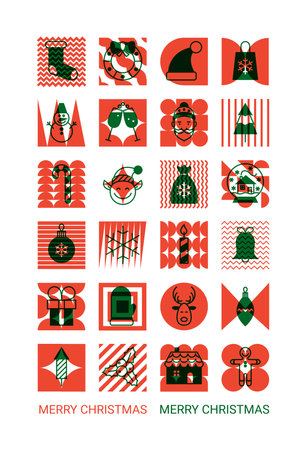 Outline Geometric Christmas Posterのイラスト素材