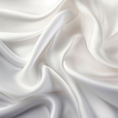 White Silk Textile Background. Generative AI. Artificial Intelligence Art.  One Color Clothes Fabric.の素材