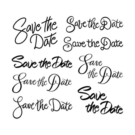 Lettering Save the Date Setのイラスト素材