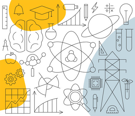 Science Nuclear Physics Line Conceptのイラスト素材