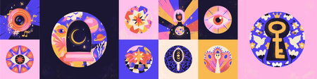 Cute Trendy Colorful Bannerの写真素材