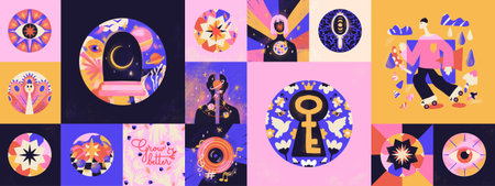 Cute Trendy Colorful Headerの写真素材