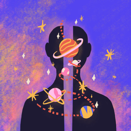 Man Silhouette Space Planetの写真素材