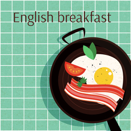 English Breakfast Egg Baconのイラスト素材