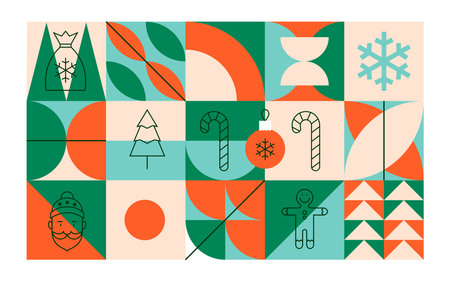 Geometrical Line Merry Christmas Bannerのイラスト素材