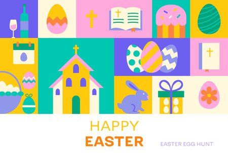 Happy Easter Geometrical Banner Conceptのイラスト素材