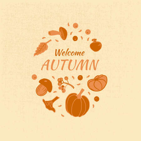 Autumn harvest in vector format. Orange colors.のイラスト素材