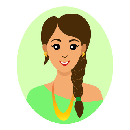 Abstract woman cartoon avatar. illustration in flat style.のイラスト素材